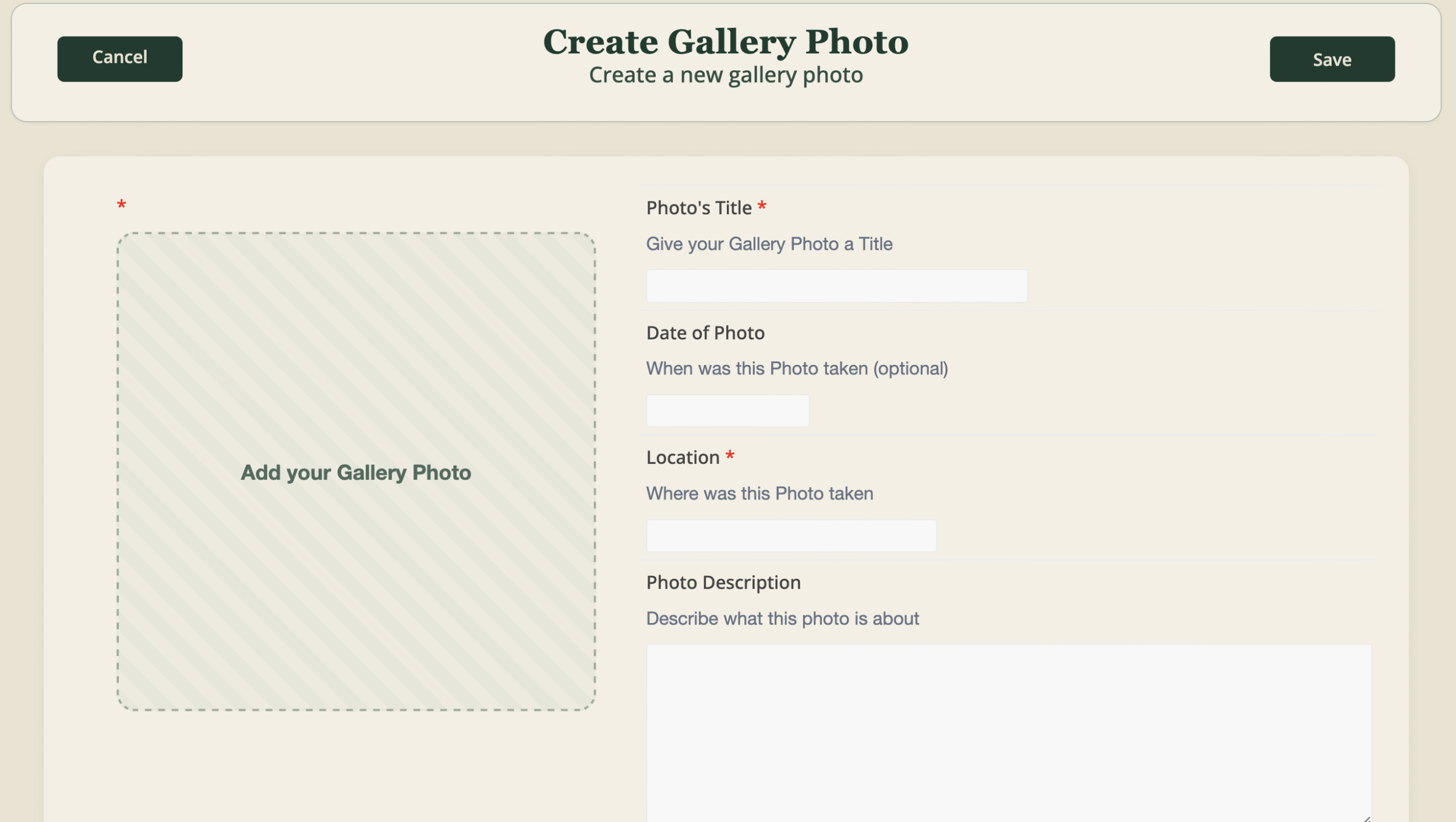 Getting Started Photo Gallery Page